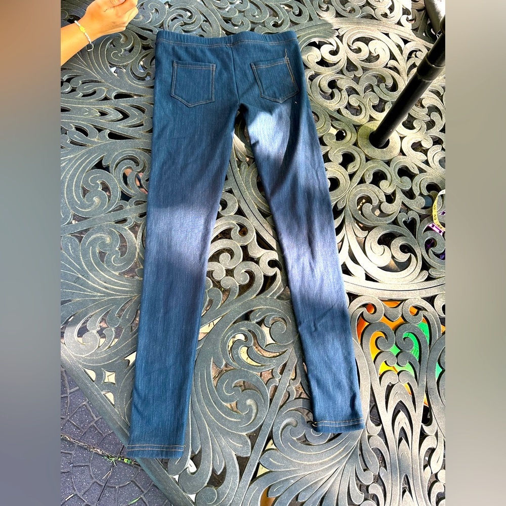 Blue star insulated faux denim leggings